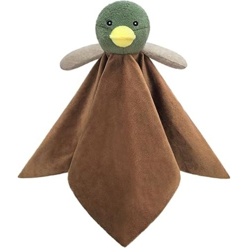 Baby Mallard Duck Soft Stuffed Animal Security Blanket, Green Duck Plush Character Lovey Blanket, Baby Shower/Nursery Gift, Newborn Infant Toddler Snuggle Blankie for Boys Girls, 14 Inches