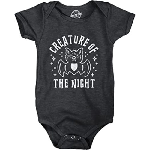 Creature of The Night Baby Bodysuit Funny Cute Halloween Bat Graphic Jumper for Infants