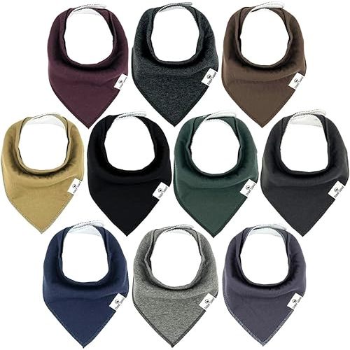 DiaperSquad's 10-Pack Baby Bibs for Drooling and Teething, Bibs for Boys, Baby Girl - Solid Cotton Baby Drool Bibs