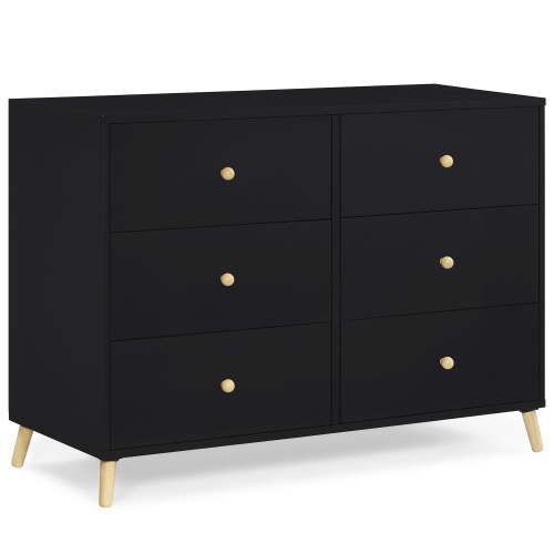 Delta Children Essex 6 Drawer Dresser, Black/Natural