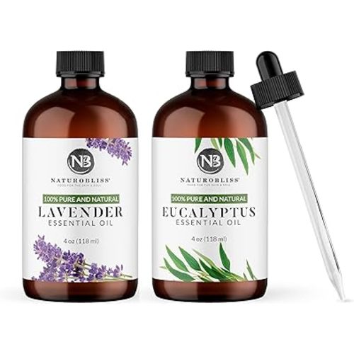 NaturoBliss Eucalyptus and Lavender Bundle 100% Pure & Natural Essential Oil