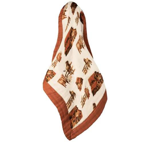 Homestead Mini Lovey Two-Layer Muslin Security Blanket | MILKBARN | Baby Blankets