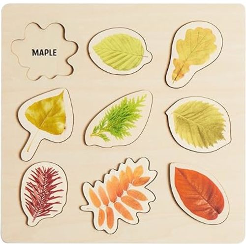 Asweets Leaf Wooden Jigsaw Puzzles Educational Learning Leaf Puzzle Montessori Toy Boys Girls Birthday Gift Colorful Shape for Thanksgiving Day