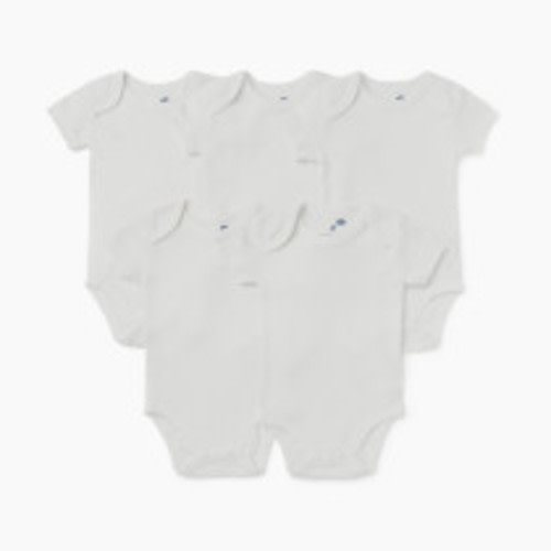 Small Story Short Sleeve Bodysuit Solid (5 Pack) - White, 3-6 M