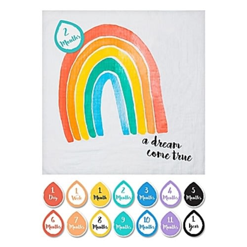 Lulujo Baby "A Dream Come True" Rainbow Photo Blanket and Card Set