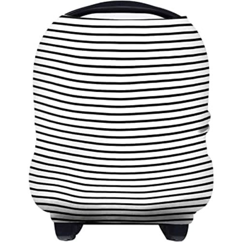 Yoofoss Nursing Cover Breastfeeding Scarf - Baby Car Seat Covers, Infant Stroller Cover, Strechy Carseat Canopy for Boys and Girls (Black Stripe)