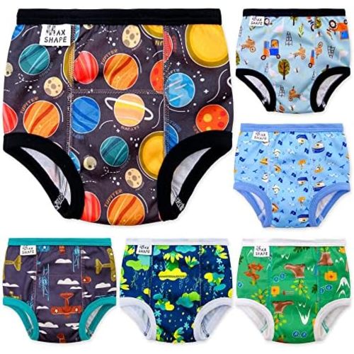 Max Shape 6 Pack Potty Training Underwear for Boys,Washable Baby Boy Toilet Training Pants Training Underwear Fit 2T-6T