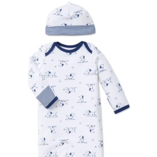 Puppy Toile Sleeper Gown And Hat