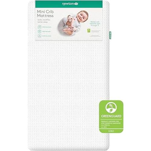 Newton Baby Mini Crib Mattress 24" x 38" - 100% Breathable Proven to Reduce Suffocation Risk, 100% Washable - Removable Cover Included, GREENGUARD Gold