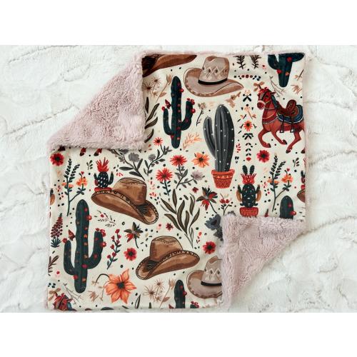 LOVEY, QUICK SHIP, Boho Western Cowgirl Crib, Baby Crib Blanket, Desert Sky, Horses Nursing Comfort Blanket, Cactus Bedding, Girl Swaddle