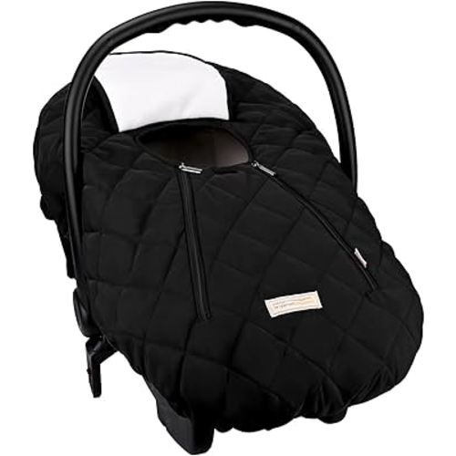 Bebamour Car Seat Cover for Babies Winter - Baby Car Seat Covers Universal Cold Weather Shield,Warm and Cozy Carseat Covers (Black)