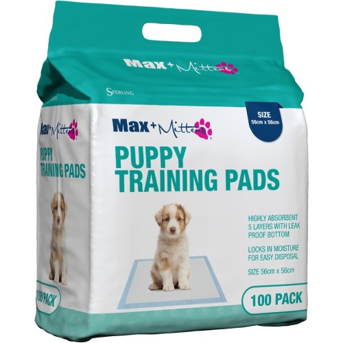 Max and Mitten Puppy & Dog Training Pads - Absorbent Toilet Pee Mats - 100Pk