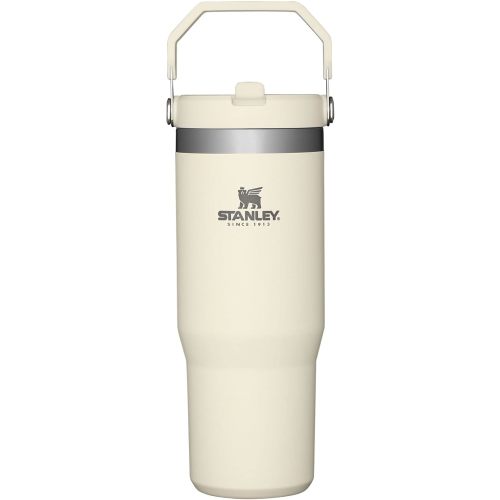STANLEY IceFlow Stainless Steel Tumbler with Straw - Vacuum Insulated Water Bottle for Home, Office or Car - Reusable Cup with Straw Leak Resistant Flip - Cold for 12 Hours or Iced for 2 Days (Cream)