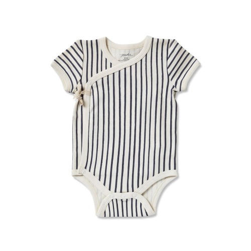 Stripes Away Organic Cotton Wrap Bodysuit, 0-3M