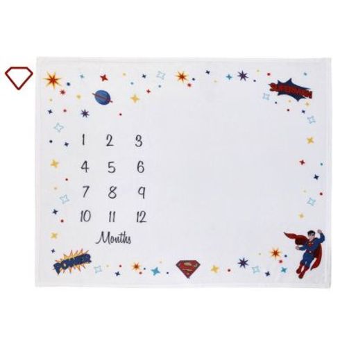 Warner Bros. Superman Milestone Baby Blanket: Microfiber, Double-Turned Hems, 50 Inches Long, Figures Pattern