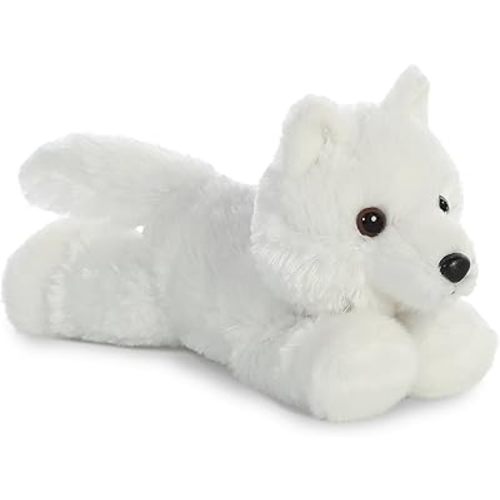 Aurora® Adorable Mini Flopsie™ White Wolf Stuffed Animal - Playful Ease - Timeless Companions - White 8 Inches