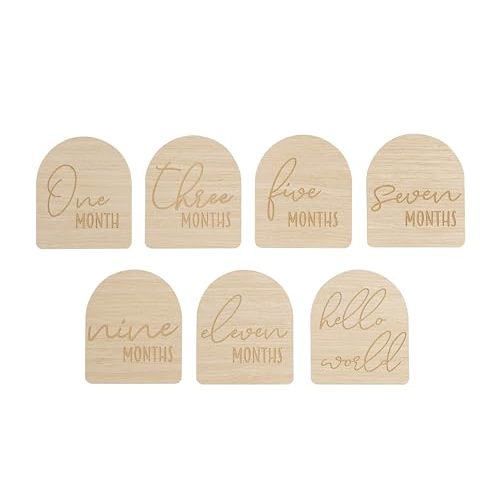 Pearhead Arch Milestone Props, Reversible Photo Props, Baby Growth and Pregnancy Growth Cards, Gender Neutral Baby Photo Prop, Wooden Arched Discs