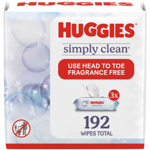 Huggies Simply Clean Unscented Wipes, 3 Flip-Top Packs, 192 Total Ct (Select for More)