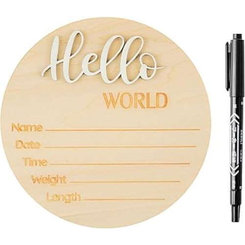 Hello World Newborn Sign, Wooden Welcome Baby Sign, Birth Announcement Sign For Hospital, Nursery, Pregnancy Gift For Expecting Parents, Mom To Be, Best Christmas Gifts For Expecting Mom