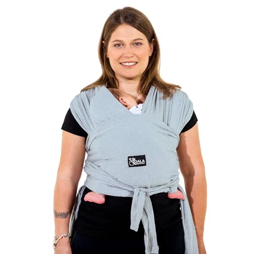 Koala Babycare Baby Carrier Wrap, Adjustable and Easyt-to-Wear As a T-Shirt - Baby Wearing Wrap One Size Fits All - Unisex Infant Wrap Carrier Up to 22lbs