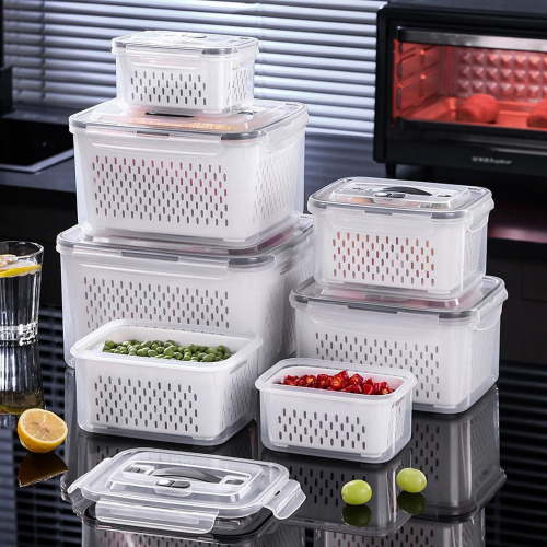 5 Pack Fruit Storage Containers for Fridge with Lid and Removable ColanderPlastic Fresh Produce Saver Vegetable ContainerRefrigerator Organizer for Lettuce Berry Food Meat
