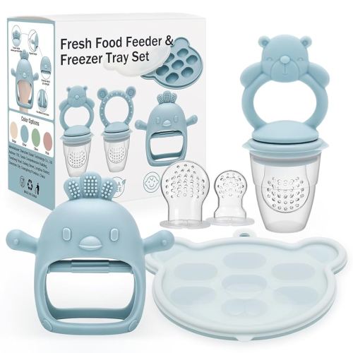 3 Pack Baby Fruit Food Feeder & Freezer Tray Set and Silicone Teething Toy for Babies, BPA Free Infant Teething Relief Toy for 3+ Months, Additional Silicone Sacs : Amazon.com.au: Baby