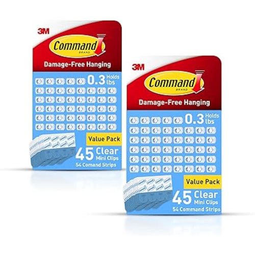 Command Indoor Mini Light Clips, Damage Free Hanging Christmas Lights, Mini Wall Clips for Hanging Indoor Christmas Decorations, Lights and Cables, 90 Count