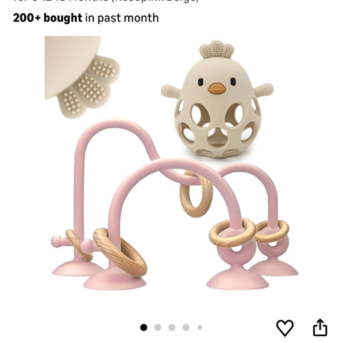 Baby High Chair Suction Toys Teething Chew - Baby Table Toys, Teething Toys Silicone Teethers, Food Grade Silicon for 6 12 18 Months (Rosepink Beige)