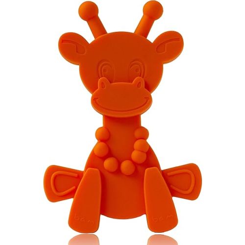 Baby Teething Toy Extraordinaire - Little Bambam Giraffe Teether Toys by Bambeado. Our BPA Free Teethers Help take The Stress Out of Teething, from Newborn Baby Through to Infant - Orange