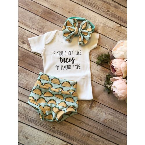 NEW** Baby Girl Soft Knit Bummies and Bow Set - TACO love