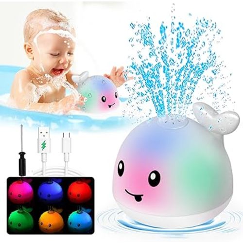 Bath Toys for Babies 6-12 Months - Light Up Whale Bath Toys Sprinkler - Toddler Infant Boy Girls Toys 1st Birthday Gifts - Water Spray Pool Bathtub Toys for Kids Ages 1-3 - Baby Toys 12-18 Months