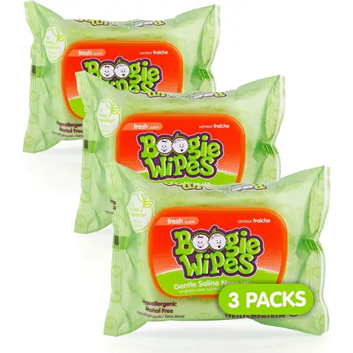 Boogie Wipes Gentle Wet Wipes for Baby and Kids, Face, Hand, Body & Nose, HSA/FSA Eligible, Made with Vitamin E, Aloe, Chamomile and Natural Saline, Fresh Scent, 90 Count