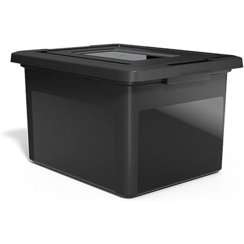 Staples Hanging File Box, Snap Lid, Letter/Legal Size, Black; 1-Count