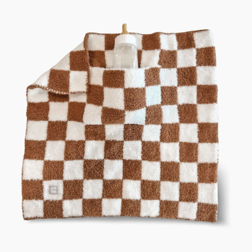Zalamoon Checkered Mini Luxie Pocket Security Blanket - Sienna, 15x15