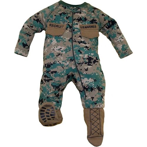 TC U.S.M.C. Baby Boys Woodland Camo Crawler with Recruit Boots