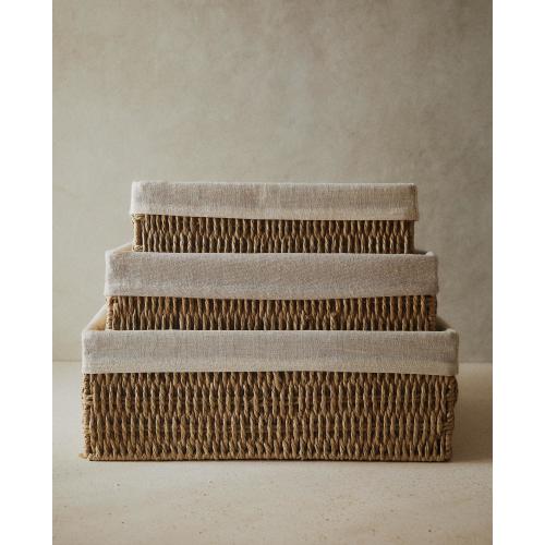 LARGE RECTANGULAR COTTON LINED BASKET | Zara Home United States of America