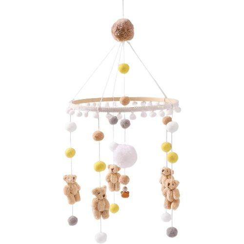 Nursery Decorations Crib Mobile, Mobile for Crib, Bear Wind Chime Mobile for Bassinet, Baby Mobile for Crib, Nursery Mobiles Pendant for Baby Nursery and Ceiling Decoration
