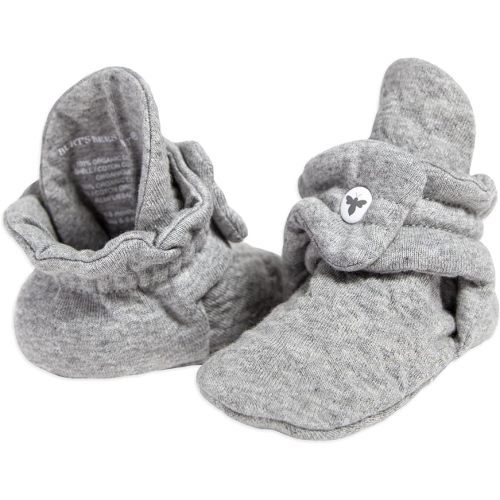 Burt's Bees Baby Baby Booties, Organic Cotton Adjustable Infant Shoes Slipper Sock - 6-9 Months - Quilted Heather Grey