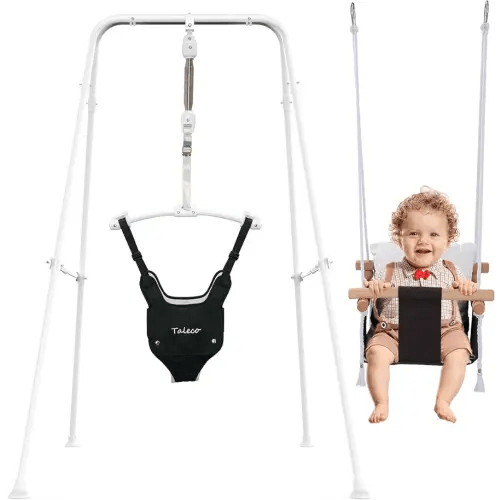 2 in 1 Baby Jumper & Swing, Baby Jumper for Indoor and Outdoor Use, Baby Swing with Foldable Stand, Stable Toddler Swing Set