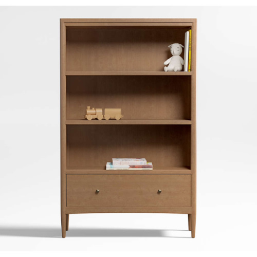 Hampshire Tall Natural Brown Wood 3-Shelf Kids Bookcase with Drawer