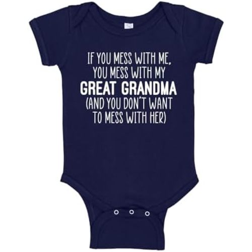 Don't Mess with My Great Grandma Baby Bodysuit One Piece or Toddler T-Shirt Funny Great Grandmother Gift