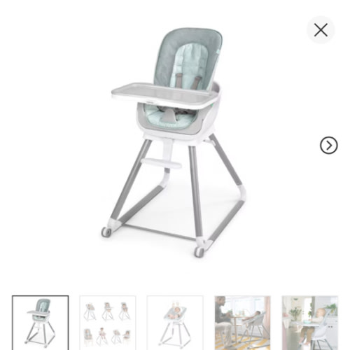 "Ingenuity Beanstalk Baby to Big Kid 6-in-1 High Chair - Newborn to 5 Years - Ray"