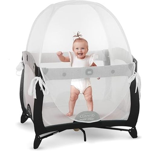 KinderSense - Pack N Play Tent Baby Safety Crib Net - Toddler Crib Topper for Playpens & Mini Cribs to Keep Baby from Climbing Out - Breathable Mesh Pop up Net - Mosquito Net Canopy Upgraded