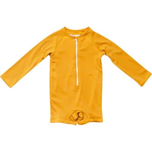 Boy's Ribbed Zip-Up Rashguard, Yellow - Roco Swim | Maisonette