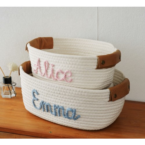 Baby Shower Gift Basket,Personalized Baby Boy Name Cotton Rope Basket Gift, Baby Toys Storage Organizer Nursery Decor,Newborn Gift
