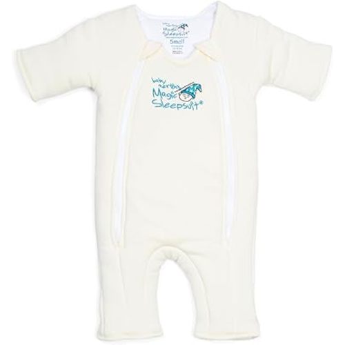 Magic Sleepsuit Baby Merlin's Cotton Baby Swaddle Transition Product - Soft and Cozy Design, Double Zipper for Easy Diaper Changes, Promotes Safe Sleep, 3-6 Months - Cream - Small (12-18lbs)