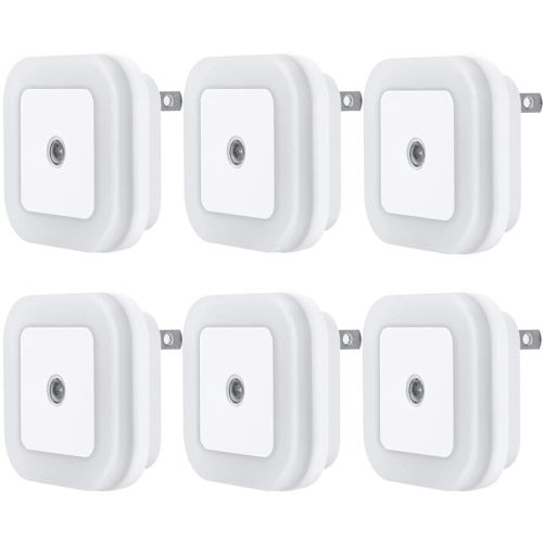 Uigos LED Night Light Lamp with Smart Sensor Dusk to Dawn Sensor, Daylight White, 0.5W Plug-in, 6-Pack