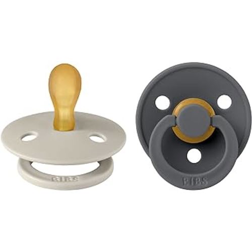 BIBS Pacifiers - Set of 2 | Sand/Iron, 0-6 Months