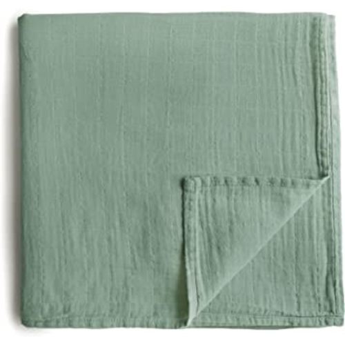 mushie Muslin Baby Swaddle Blanket | 100% Organic Cotton (Roman Green)