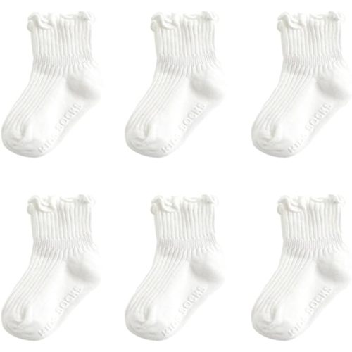 Zumou Toddler Anti Slip Non Skid Socks Baby Little Girls Frilly Ruffle 6 Pairs